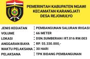 Pembangunan Saluran Irigrasi : Desa Rejomulyo